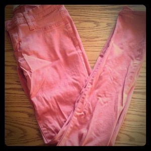 Salmon colored skinny jeans