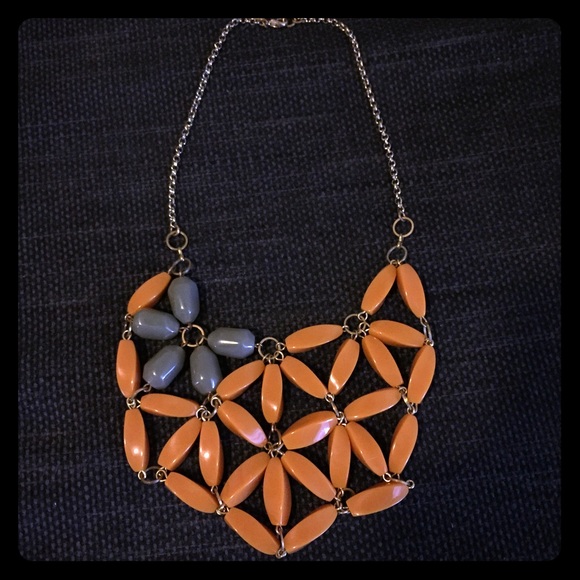 Anthropologie Mustard and Jade Floral Necklace