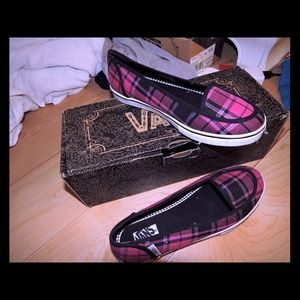 Pink plaid flats