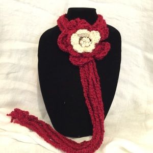 Hand Crochet Flower Scarf