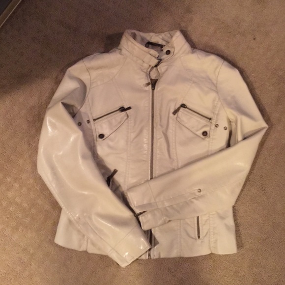 Cream leather-like jacket