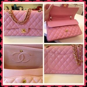 ❤️️SOLD Authentic Chanel pink caviar double flap