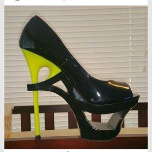 6" Black Neon Patent Leather Stillettos