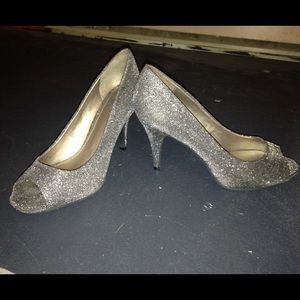 Silver sparkle heels