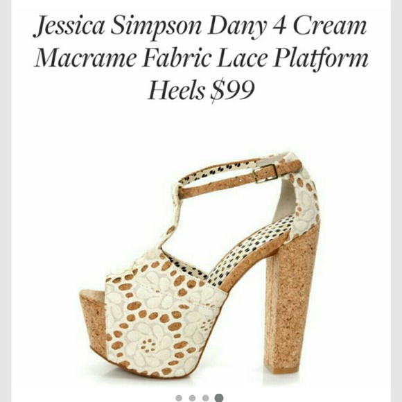 Cream Fabric Lace Platform Heels