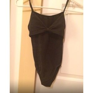 Black adult petite bow leotard