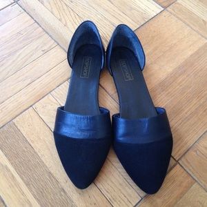 Topshop black leather  flat shoes