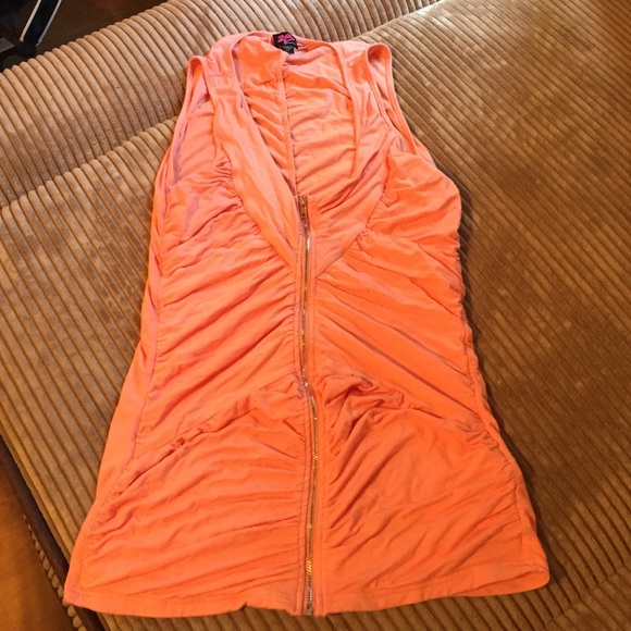 Coral zip front tank top