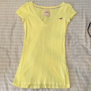 Hollister Yellow V-Neck Tee