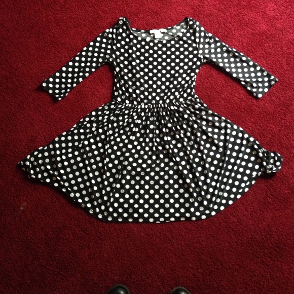 Black and white polka dot a-line dress