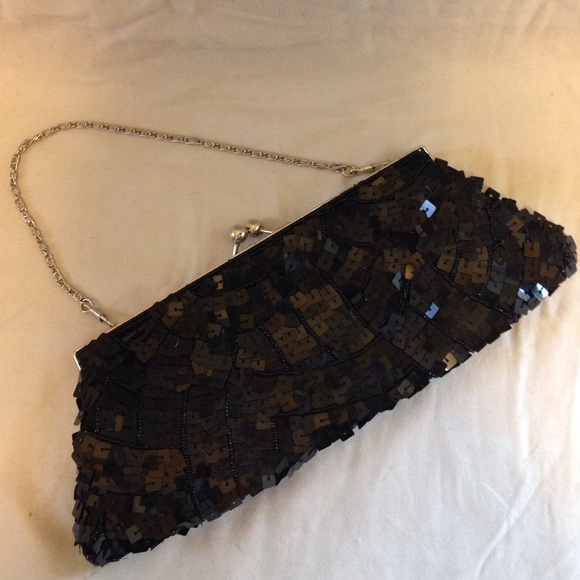 Black sequin clutch
