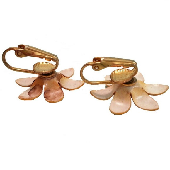 Vintage Orange Flower Earrings Boho screw back - Picture 3 of 3