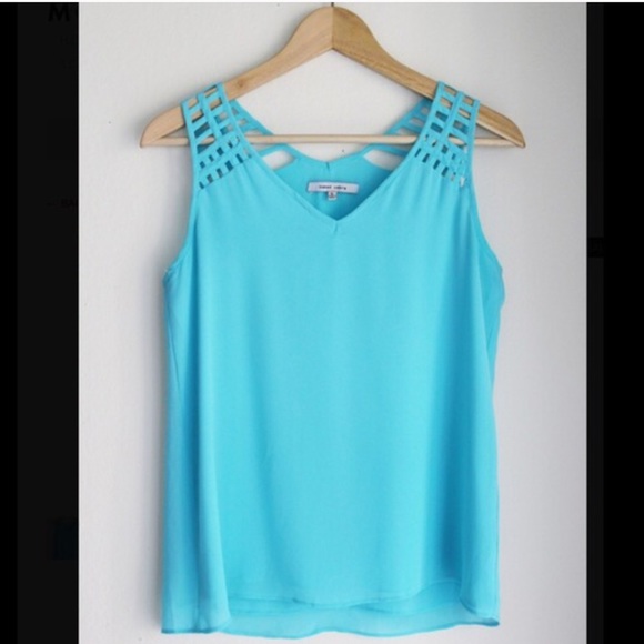 🔴SOLD🔴 Bright Blue Cut Out Blouse - Picture 3 of 4