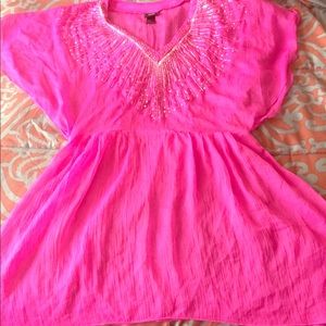 Sexy pink embroidered cover up