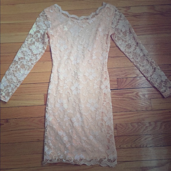 Lovely Lace, pink, long sleeve, low back dress