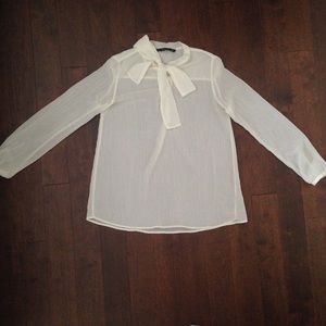 ZARA sheer cream color blouse