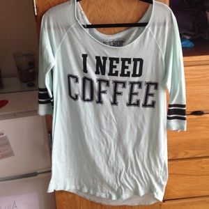 Light Blue VS Pink "I need coffee" sleep shirt