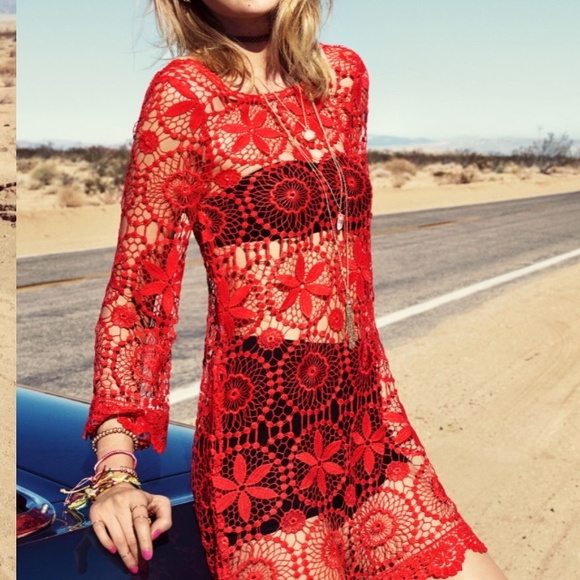 Coral Lace Dress - H&M LOVES COACHELLA