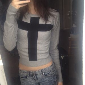 Cropped Cross Sweater