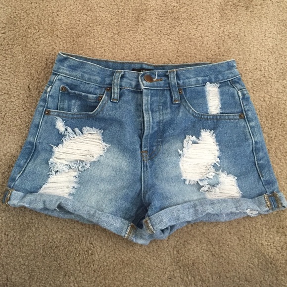 Forever 21 Distressed High Waisted Denim Shorts