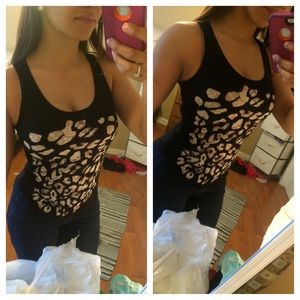 Black cheetah tank top