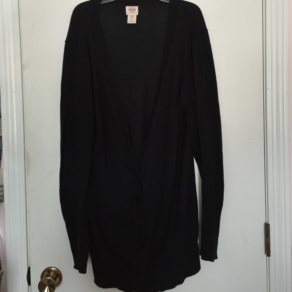 Long, solid black button up cardigan