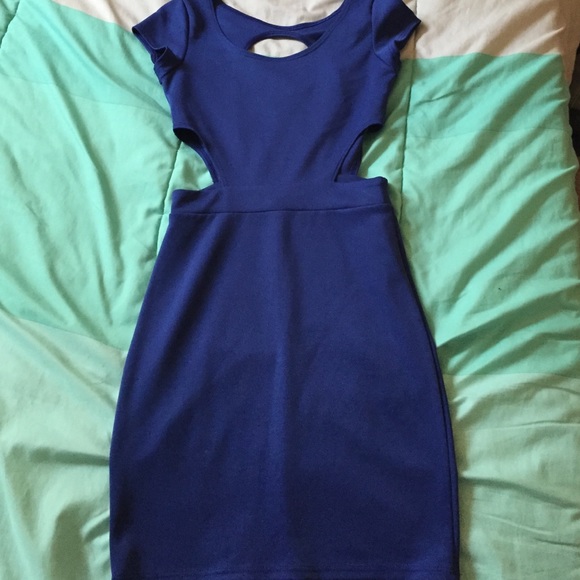 Royal blue dress.