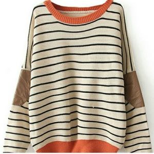 Striped sweater with elbow patches