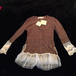 a'reve brown and cream blouse