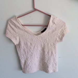 White Floral Crop V Top