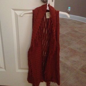 Rustic maroon fringe vest