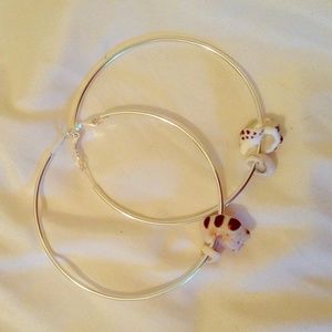 Beautiful Sterling Silver Shell Hoop Earrings
