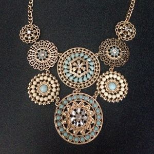 Francesca's Blue & Gold Statement Necklace