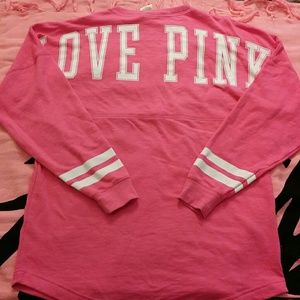 Oversized pink varsity crew shirt
