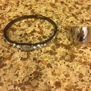 Givenchy bracelet and silver statement ring