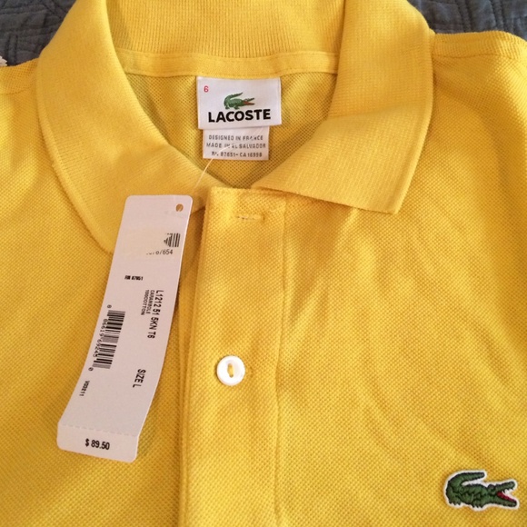 Size 6 yellow Lacoste polo - Picture 2 of 4