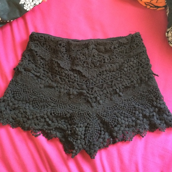 Black lace shorts