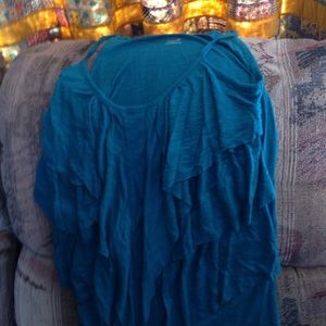 Tank top teal with ruffles in front