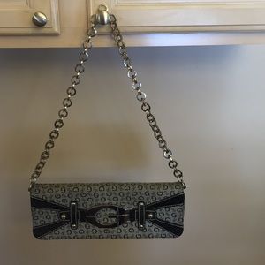 Black and grey guess clutch