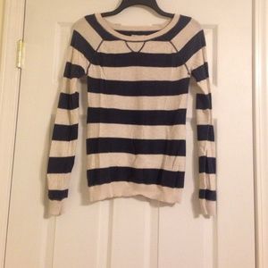 Cream and navy striped top/sweater