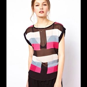 NWT ASOS GEO PRINT BUTTON BACK TOP