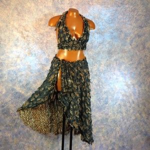 Ragged denim chiffon outfit, beach party time!