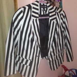 Black and White striped blazer