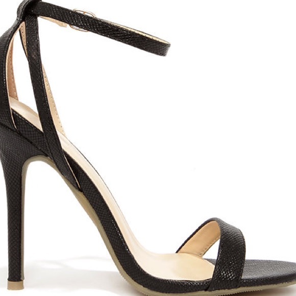 Black Snakeskin Ankle Strap Heels
