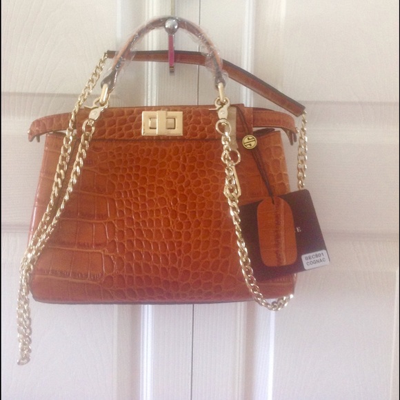 Cognac croc leather bag petite Isabelle - Picture 2 of 4