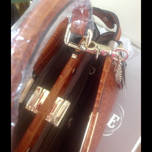 Cognac croc leather bag petite Isabelle - Picture 4 of 4