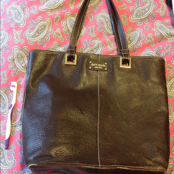 Large brown leather Kate spade bag