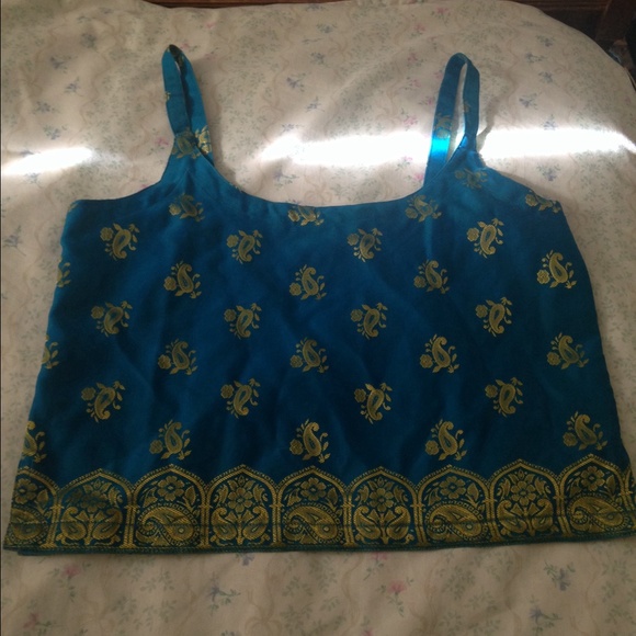 Blue & Green Crop Top