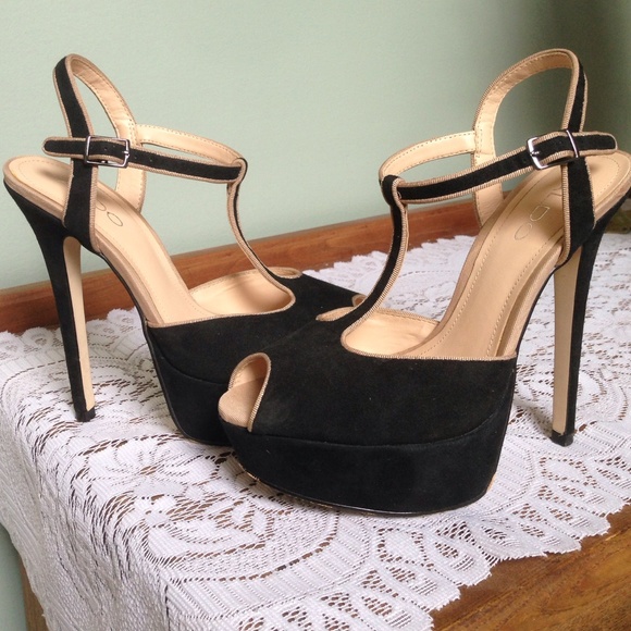 ALDO black strap heels