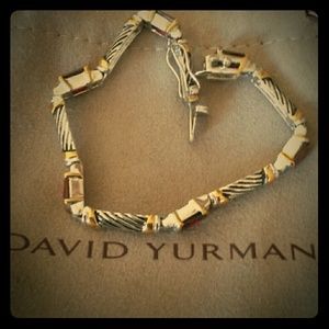 Silver and ruby David Yurman style bracelet